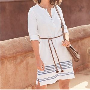 Garnet Hill Linen Belted Shirt Dress White Size 0